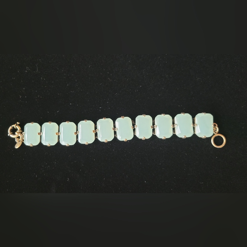 J. Crew Mint Green Glass and Gold Tone Bracelet